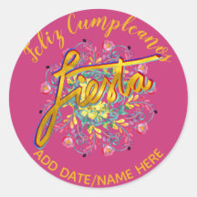 Feliz Cumpleanos FIESTA Folk Flowers Personalised