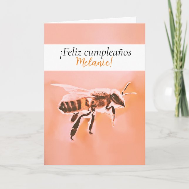 Feliz cumpleaños - Honeybee Birthday Card Spanish (Front)