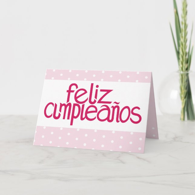 Feliz Cumpleaños hot pink Card (Front)