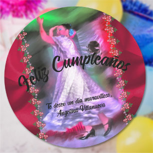 Feliz Cumpleaños Mexican Dancer 0175 Classic Round Sticker