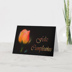 Feliz Cumpleaños Spanish Birthday with rose flower Card