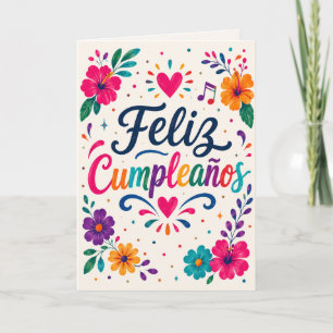 Feliz Cumpleaños Spanish Floral Fiesta Birthday Card
