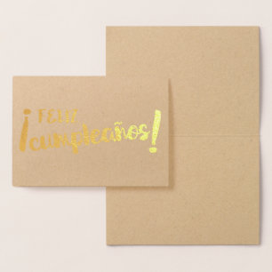 Feliz Cumpleaños Spanish Happy Birthday Brush Foil Card