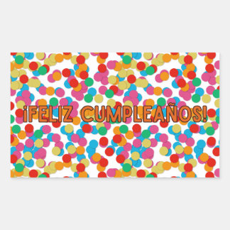 Feliz cumpleaños, Spanish happy birthday Rectangular Sticker