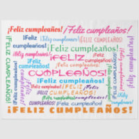 Feliz Cumpleaños Spanish Happy Birthday Word Cloud