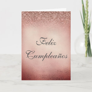 Feliz Cumpleaños Spanish Rose Gold Birthday Card