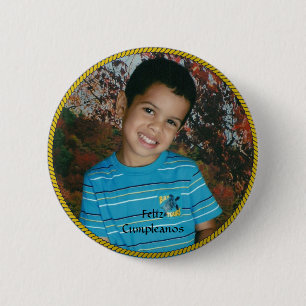 feliz cumpleanos template, ready to personalise 6 cm round badge