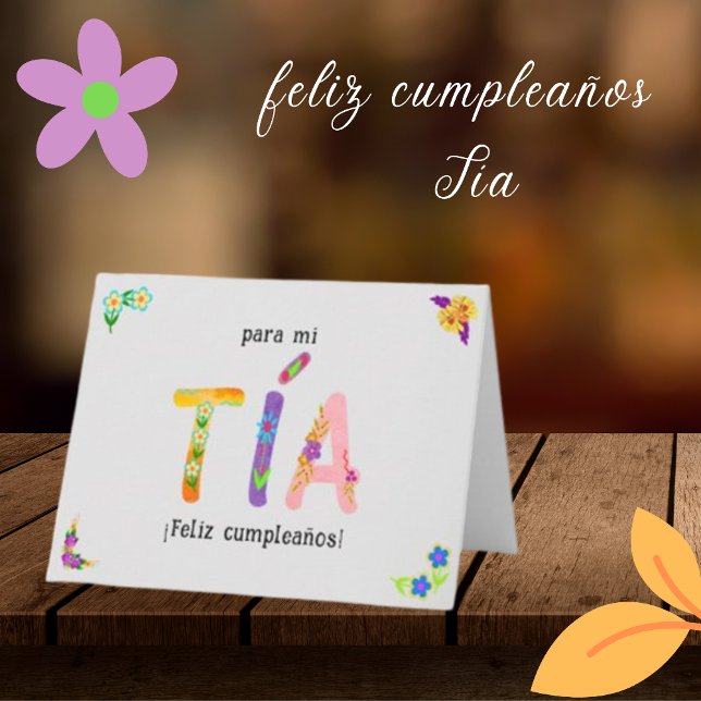 Feliz Cumpleaños Tía Whimsical letters Birthday Card (Creator Uploaded)
