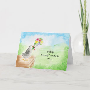 Feliz Cumpleanos Tio, Pajaro con Flores Card