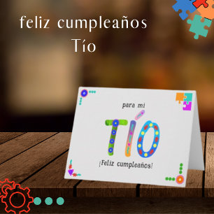 Feliz Cumpleaños Tío Whimsical letters Birthday Card