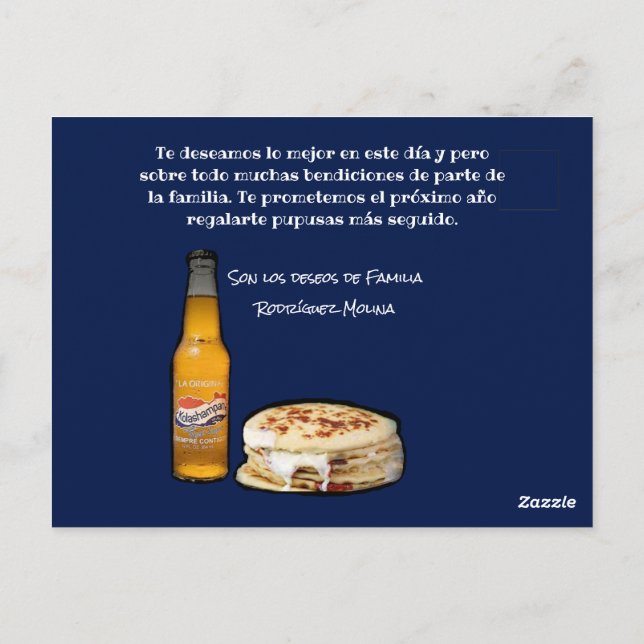 Feliz Cumpleaños to el Comelón de Pupusas Postcard (Back)