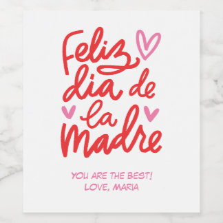 Feliz dia de la Madre Personalised Wine Labels