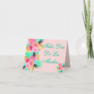 Feliz Dia De La Madre Tropical Leaves Spanish  Thank You Card