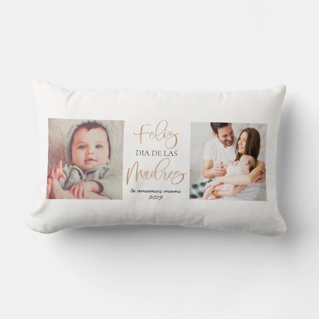 Feliz Dia De Las Madres Mother's Day 2 Photo Lumbar Cushion (Front)