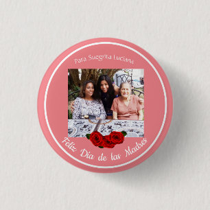 Feliz Día de Las Madres Roses Soft Coral 3 Cm Round Badge