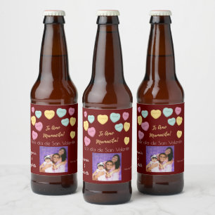 Felíz día de San Valentín Red Te Amo Mamacita Beer Bottle Label
