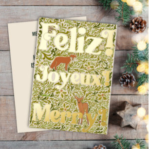 Feliz! Joyeux! Merry! Woodland Foil Holiday Card 2