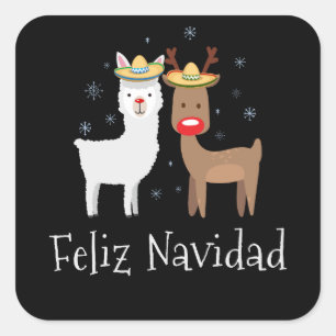Feliz Llamadad Navidad Christmas Llama Gift Square Sticker