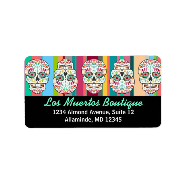 Feliz Muertos - Custom Sugar Skull Address Labels (Front)