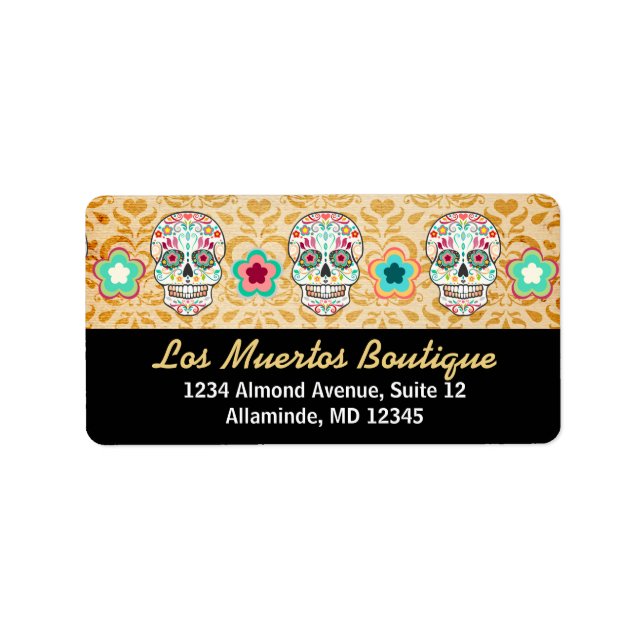 Feliz Muertos - Custom Sugar Skull Address Labels (Front)