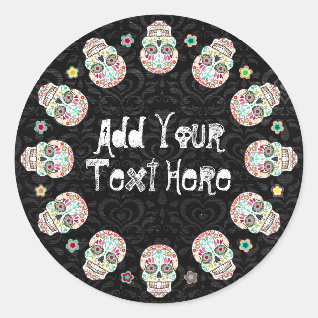 Feliz Muertos - Custom Sugar Skull Stickers (Front)