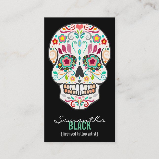 Feliz Muertos - Custom Sugar Skull Vertical Card (Front)