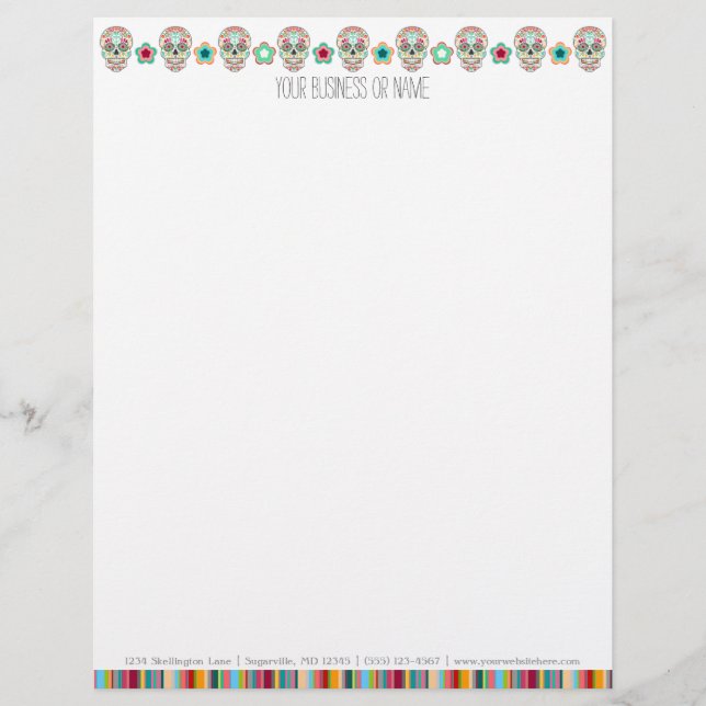 Feliz Muertos - Custom Sugar Skulls Letterhead (Front)
