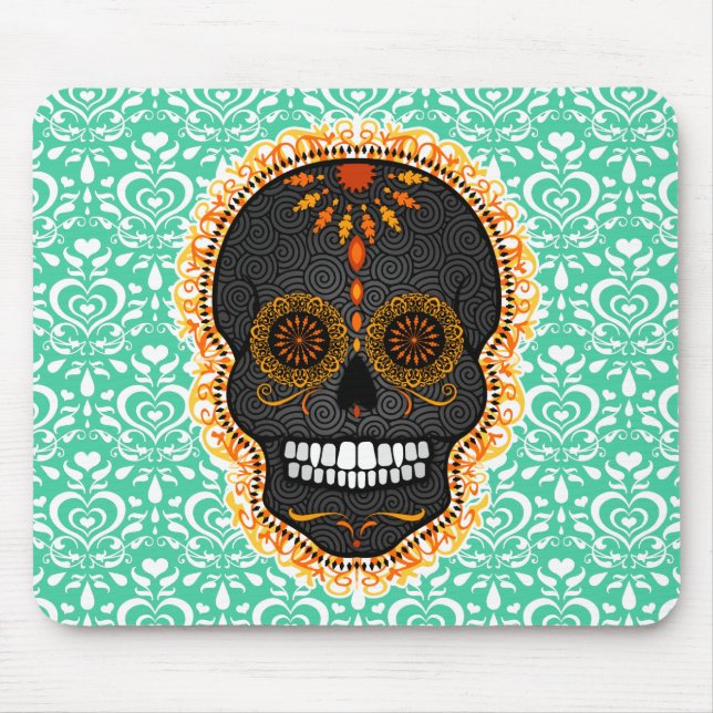 Feliz Muertos - Festive Sugar Skull Mousepad (Front)