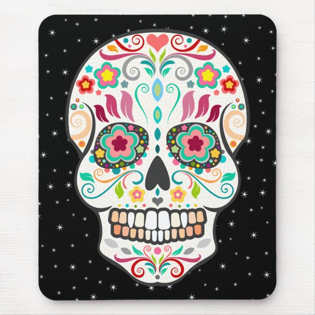 Feliz Muertos - Festive Sugar Skull Mousepad (Front)