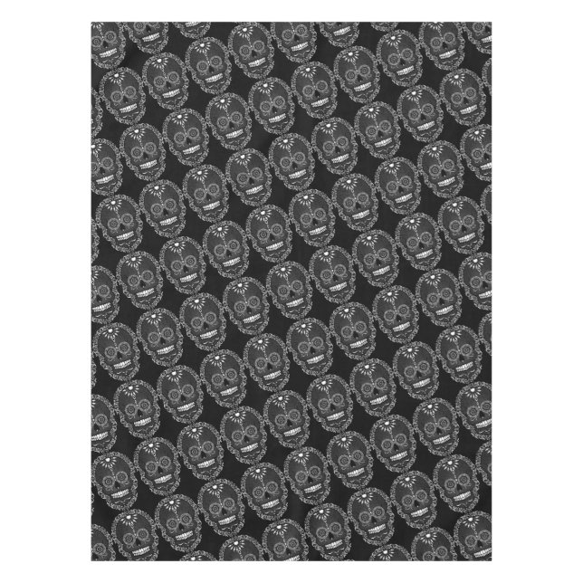Feliz Muertos - Festive Sugar Skull Pattern Tablecloth (Front)