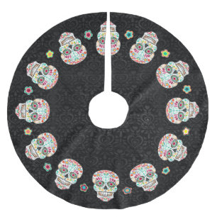 Feliz Muertos - Festive Sugar Skulls Brushed Polyester Tree Skirt