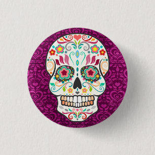 Feliz Muertos - Happy Sugar Skull Button Pin