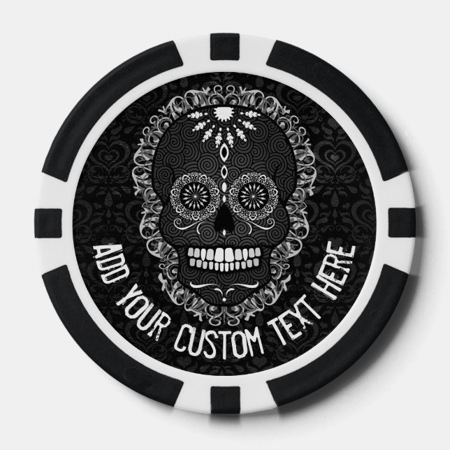 Feliz Muertos - Sugar Skull Custom Poker Chips (Front)