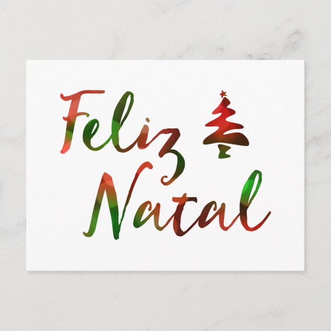 Feliz Natal bokeh tree lights Postcard (Front)