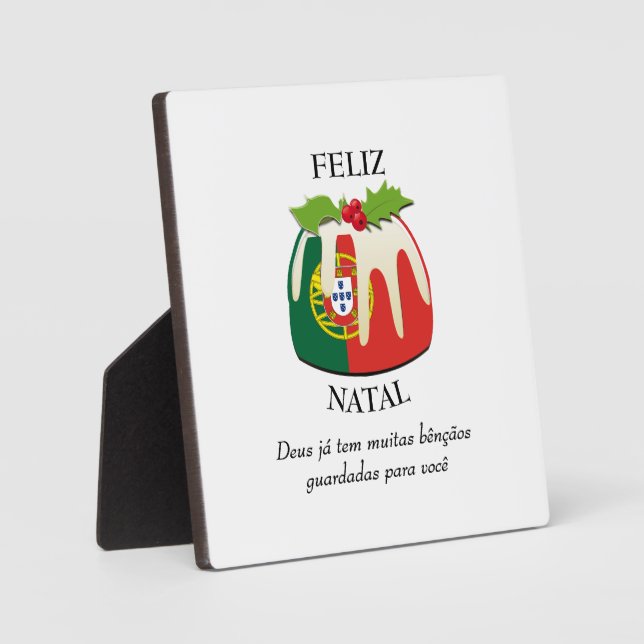FELIZ NATAL Portuguese Christmas Plaque (Front)