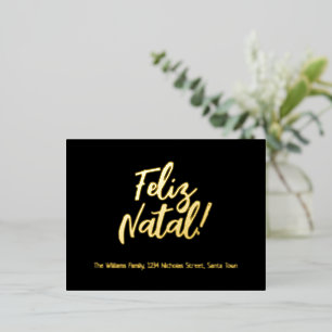 Feliz Natal Portuguese Language Merry Christmas Foil Holiday Postcard