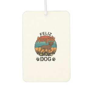 Feliz Naughty Dog Brown Retro Sun Paw Prints Car Air Freshener