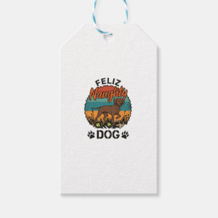 Feliz Naughty Dog Brown Retro Sun Paw Prints Gift Tags