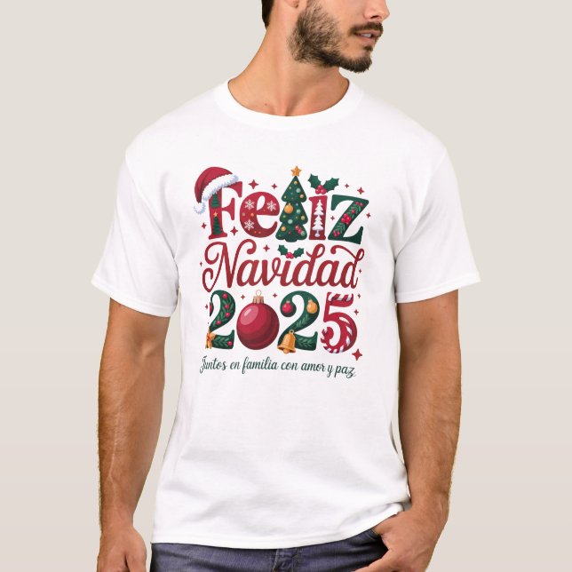 Feliz Navidad 2025 Family Christmas Spanish T-Shirt (Front)