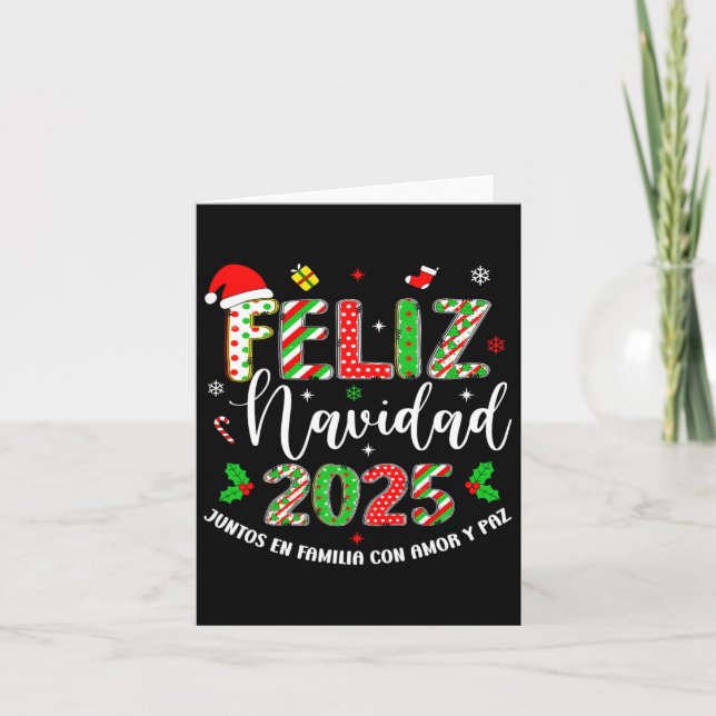 Feliz Navidad 2025 Matching Family Spanish Christm Card (Front)