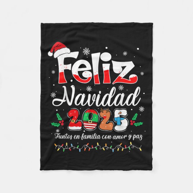 Feliz Navidad 2025 Matching Family Spanish Christm Fleece Blanket (Front)