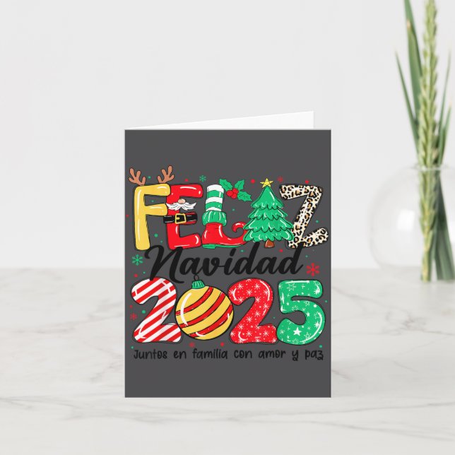 Feliz Navidad 2025 Spanish Christmas Mexican Famil Card (Front)