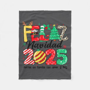 Feliz Navidad 2025 Spanish Christmas Mexican Famil Fleece Blanket