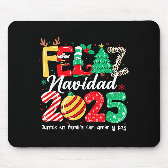 Feliz Navidad 2025 Spanish Christmas Mexican Famil Mouse Pad (Front)
