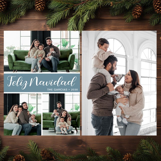 Feliz Navidad 4 Photo Flat Holiday Card (Creator Uploaded)
