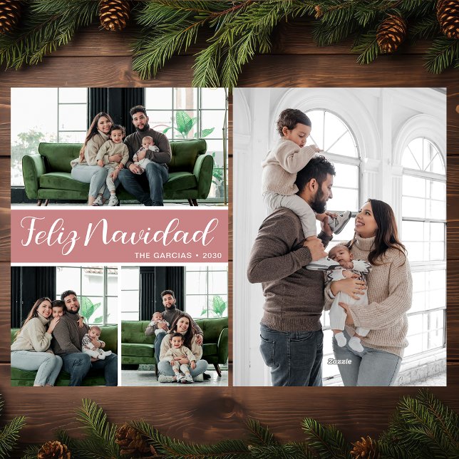 Feliz Navidad 4 Photo Flat Holiday Card (Creator Uploaded)