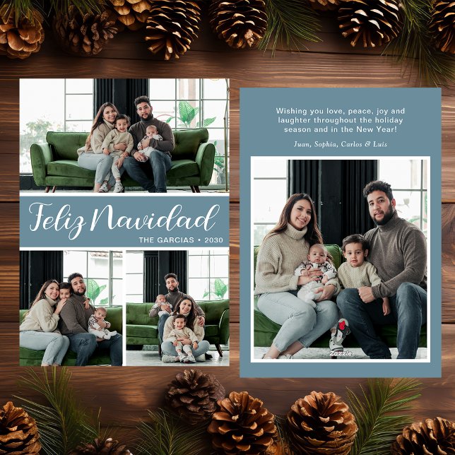 Feliz Navidad 4 Photo Flat Holiday Card (Creator Uploaded)