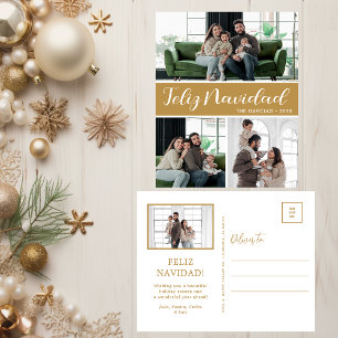 Feliz Navidad 4 Photo Holiday Postcard
