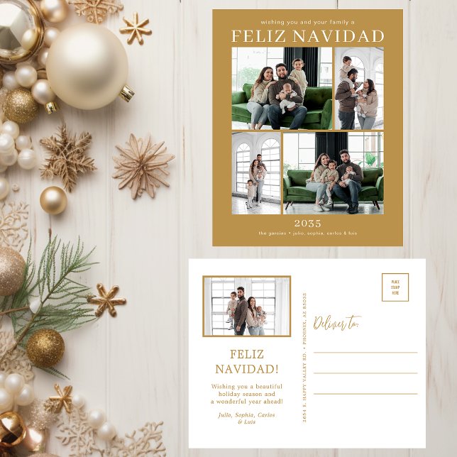 Feliz Navidad 5 Photo Holiday Postcard (Creator Uploaded)