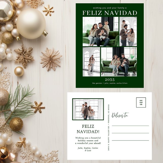Feliz Navidad 5 Photo Holiday Postcard (Creator Uploaded)